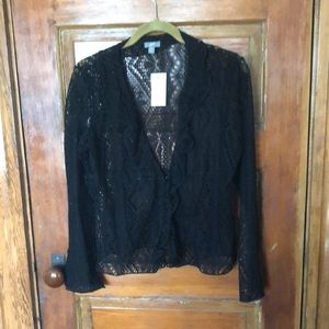 JJill Black Lace Jacket size Med Petite
